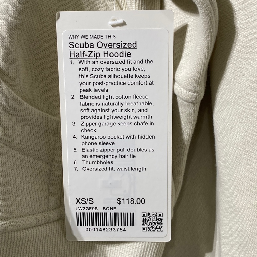 Lululemon Scuba Oversized Half Zip Hoodie BONE Gold Zip and Logo - Picture 2 of 7